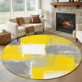 thumbnail image 1 of Round Area Rug 5ft,Yellow Watercolor Oil Painting Art Washable Carpet Non-Slip Runner Accent Rugs Indoor Floor Mat for Bedroom Living Room Decor,Gray Color Block, 1 of 9
