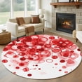 thumbnail image 1 of Round Area Rug 6 Ft, Red Gradient Washable Non-Slip Circle Carpet for Living Room/Bedroom, Abstract Polka Dots Vintage Modern Art Low-Profile Indoor Mats Collection Rugs for Residential, 1 of 8
