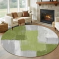 thumbnail image 1 of Round Area Rug 6 Ft, Sage Green Abstract Washable Non-Slip Circle Carpet for Living Room/Bedroom, Grey Geometric Oil Painting Vintage Low-Profile Indoor Mats Collection Rugs for Residential, 1 of 8