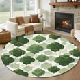 thumbnail image 1 of Round Area Rug 6 Ft, Sage Green Geometric Moroccan Washable Non-Slip Circle Carpet for Living Room/Bedroom, Abstract Art Ombre Modern Low-Profile Indoor Mats Collection Rugs for Residential, 1 of 8
