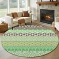 thumbnail image 1 of Round Area Rug 6 Ft, Sage Green Grey Boho Washable Non-Slip Circle Carpet for Living Room/Bedroom, Vintage Ethnic Tribe Abstract Art Low-Profile Indoor Mats Collection Rugs for Residential, 1 of 7