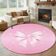 thumbnail image 1 of Round Area Rug 6 Ft, Valentine's Day Washable Non-Slip Circle Carpet for Living Room/Bedroom, Pink Bowknot Ribbon Modern Mother's Day Low-Profile Indoor Mats Collection Rugs for Residential, 1 of 8
