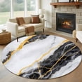 thumbnail image 1 of Round Area Rug 6ft,Grey Gradient Marble Abstract Art Washable Carpet Non-Slip Runner Accent Rugs Indoor Floor Mat for Bedroom Living Room Decor,Gold Foil, 1 of 9