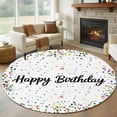 thumbnail image 1 of Round Area Rug 6ft,Happy Birthday Words Washable Carpet Non-Slip Runner Accent Rugs Indoor Floor Mat for Bedroom Living Room Decor,Colorful Ribbon Polka Dot, 1 of 9