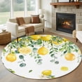 thumbnail image 1 of Round Area Rug 6ft, Lemon Eucalyptus Non-slip Area Rugs Carpet for Living Room/Bedroom/Bathroom/Kitchen, Farm Flower Fruit Country Boho Summer Washable Throw Floor Mat Indoor Outdoor Entrance Doormat, 1 of 9