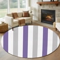 thumbnail image 1 of Round Area Rug 6ft,Modern Minimalist Purple Gray Stripe Washable Carpet Non-Slip Runner Accent Rugs Indoor Floor Mat for Bedroom Living Room Decor,Geometric Line Art, 1 of 9
