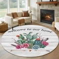 thumbnail image 1 of Round Area Rug 6ft,Summer Tropical Cactus Flower Washable Carpet Non-Slip Runner Accent Rugs Indoor Floor Mat for Bedroom Living Room Decor,Country Botanical Wood Plank, 1 of 9