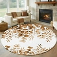 thumbnail image 1 of Round Area Rug 7 Ft, Brown Eucalyptus Leaves Washable Non-Slip Circle Carpet for Living Room/Bedroom, Spring Summer Botanical Low-Profile Large Runner Mat Collection Rugs for Indoor, 1 of 7