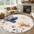 thumbnail image 1 of Round Area Rug 7 Ft, Spring Summer Wildflowers Washable Non-Slip Circle Carpet for Living Room/Bedroom, Farmhouse Retro Floral Botanical Low-Profile Large Runner Mat Collection Rugs for Indoor, 1 of 7
