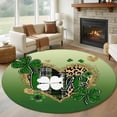 thumbnail image 1 of Round Area Rug 7 Ft, St. Patrick's Day Washable Non-Slip Circle Carpet for Living Room/Bedroom, Spring Shamrock Gold Leopard Love Ombre Green Low-Profile Large Runner Mat Collection Rugs for Indoor, 1 of 8