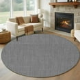 thumbnail image 1 of Round Area Rug 7 Ft, Vintage Dark Gray Washable Non-Slip Circle Carpet for Living Room/Bedroom, Farmhouse Retro Solid Color Linen Texture Low-Profile Large Runner Mat Collection Rugs for Indoor, 1 of 7