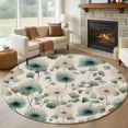 thumbnail image 1 of Round Area Rug 7 Ft, Watercolor Dandelion Washable Non-Slip Circle Carpet for Living Room/Bedroom, Spring Floral Botanical Vintage Beige Low-Profile Large Runner Mat Collection Rugs for Indoor, 1 of 7