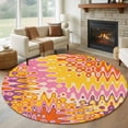 thumbnail image 1 of Round Area Rug 7 Ft, Yellow Orange Pink Washable Non-Slip Circle Carpet for Living Room/Bedroom, Modern Funny Illusion Abstract Art Low-Profile Large Runner Mat Collection Rugs for Indoor, 1 of 7