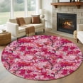 thumbnail image 1 of Round Area Rug 8 Ft, Cherry Blossom Washable Non-Slip Circle Carpet for Living Room/Bedroom, Spring Watercolor Flowers Modern Abstract Art Collection Low-Profile Large Area Rugs for Indoor, 1 of 7