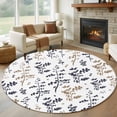 thumbnail image 1 of Round Area Rug 8 Ft, Grey Brown Botanical Washable Non-Slip Circle Carpet for Living Room/Bedroom, Watercolor Spring Floral Summer Leaf Collection Low-Profile Large Area Rugs for Indoor, 1 of 8
