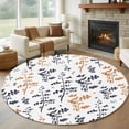 thumbnail image 1 of Round Area Rug 8 Ft, Grey Orange Botanical Washable Non-Slip Circle Carpet for Living Room/Bedroom, Watercolor Spring Floral Summer Leaf Collection Low-Profile Large Area Rugs for Indoor, 1 of 8