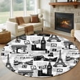 thumbnail image 1 of Round Area Rug 8 Ft, Paris Tower Washable Non-Slip Circle Carpet for Living Room/Bedroom, Vintage Architectural Hand-Painted Aesthetic Collection Low-Profile Large Area Rugs for Indoor, 1 of 8