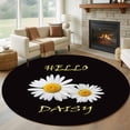 thumbnail image 1 of Round Area Rug 8 Ft, White Daisy Washable Non-Slip Circle Carpet for Living Room/Bedroom, Spring Hello Daisy Floral Black Collection Low-Profile Large Area Rugs for Indoor, 1 of 7