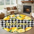 thumbnail image 1 of Round Area Rug 8 Ft, Yellow Lemons Washable Non-Slip Circle Carpet for Living Room/Bedroom, Summer Fruits Leaves Botanical Buffalo Plaid Collection Low-Profile Large Area Rugs for Indoor, 1 of 8