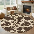 thumbnail image 1 of Round Area Rug 8Ft, Brown Beige Non-slip Area Rugs Carpet for Living Room/Bedroom/Bathroom/Kitchen, Modern Animal Texture Abstract Washable Throw Floor Mat Indoor Outdoor Entrance Doormat, 1 of 9