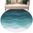 thumbnail image 1 of Round Area Rug 8ft,Abstract Ocean Sea Wave Water Ripple Washable Carpet Non-Slip Runner Accent Rugs Indoor Floor Mat for Bedroom Living Room Decor,Turquoise Ombre Color Art, 1 of 9
