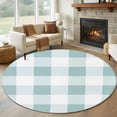 thumbnail image 1 of Round Area Rug 8ft,Green White Checkered Washable Carpet Non-Slip Runner Accent Rugs Indoor Floor Mat for Bedroom Living Room Decor,Abstract Square Plaid, 1 of 9