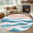 thumbnail image 1 of Round Area Rug 8ft,Summer Ocean Watercolor Wave Washable Carpet Non-Slip Runner Accent Rugs Indoor Floor Mat for Bedroom Living Room Decor,Abstract Gradient Stripe, 1 of 9