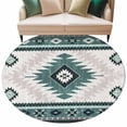 thumbnail image 1 of Round Area Rug 8ft,Turquoise Aztec Bohemian Geometric Washable Carpet Non-Slip Runner Accent Rugs Indoor Floor Mat for Bedroom Living Room Decor,Vintage Ethnic Tribal, 1 of 9