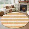 thumbnail image 1 of Round Area Rug 8ft,Vintage Classic Stripes Washable Carpet Non-Slip Runner Accent Rugs Indoor Floor Mat for Bedroom Living Room Decor,Retro Orange Beige, 1 of 9