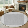 thumbnail image 1 of Round Area Rug 8ft,Vintage Key Pattern Grey Linen Washable Carpet Non-Slip Runner Accent Rugs Indoor Floor Mat for Bedroom Living Room Decor,Abstract Square Texture, 1 of 9