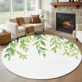 thumbnail image 1 of Round Area Rug 8ft,Watercolor Green Leaf Washable Carpet Non-Slip Runner Accent Rugs Indoor Floor Mat for Bedroom Living Room Decor,Rustic Natural Seasonal Plant, 1 of 9