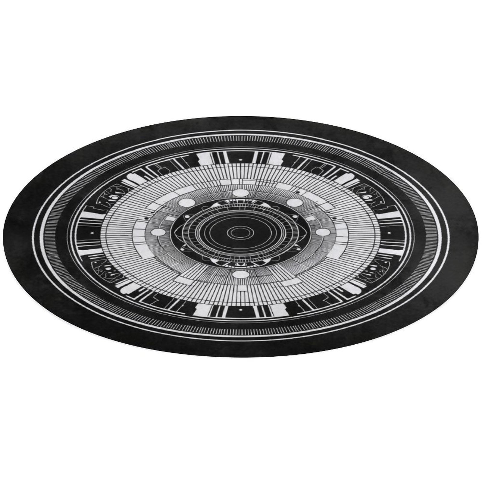 Round Area Rug Abstract Technological Circular Design Indoor Floor Area ...
