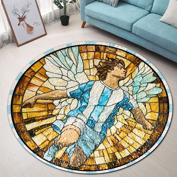 Round Area Rug, Angel1 Non-Slip Floor Mat, Soft Washable Carpet for Living Room Bedroom Decor 24 Inch
