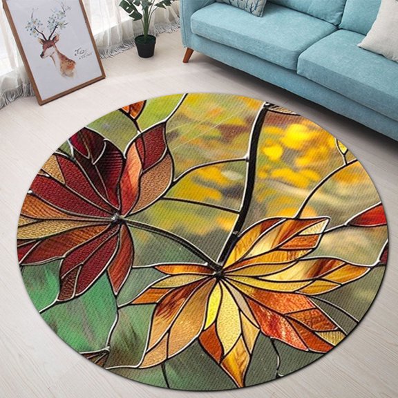 Round Area Rug, Autumn6 Animal Lover Gift Non-Slip Floor Mat, Soft Washable Carpet for Living Room Bedroom Decor 24 Inch