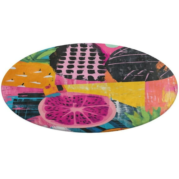 Round Area Rug Bohemian Color Indoor Floor Area Mat Stain-Proof Mat Non-Skid Rugs for Living Room Dining Kitchen Bedroom