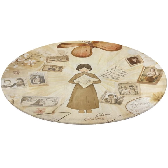 Round Area Rug Bohemian Color Indoor Floor Area Mat Stain-Proof Mat Non-Skid Rugs for Living Room Dining Kitchen Bedroom