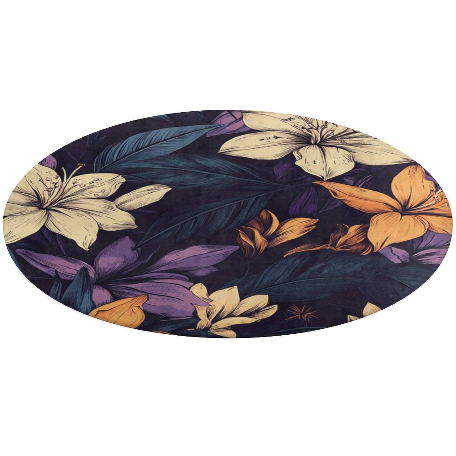Round Area Rug Bohemian Pattern Indoor Floor Area Mat Stain-Proof Mat ...