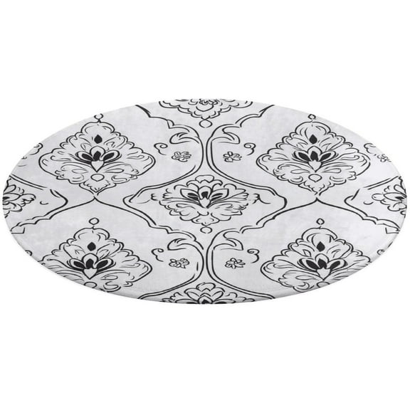 Round Area Rug Bohemian Pattern Indoor Floor Area Mat Stain-Proof Mat Non-Skid Rugs for Living Room Dining Kitchen Bedroom