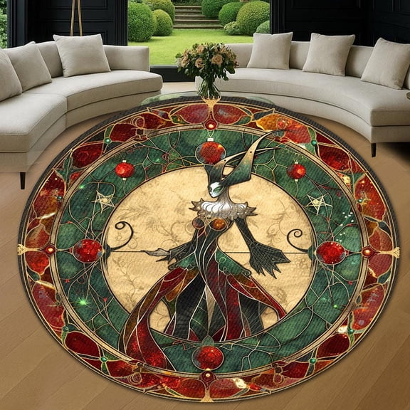 Round Area Rug, Christmas Hollow Knight4 Non-Slip Floor Mat, Soft Washable Carpet for Living Room Bedroom Decor 24 Inch