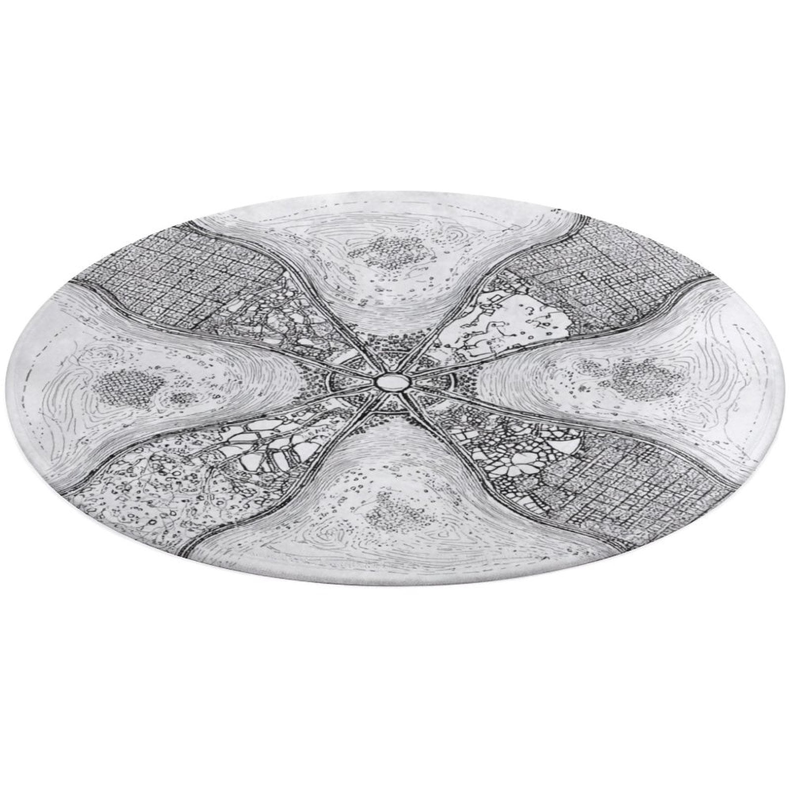 Round Area Rug Circular City Design Plan Indoor Floor Area Mat Stain ...