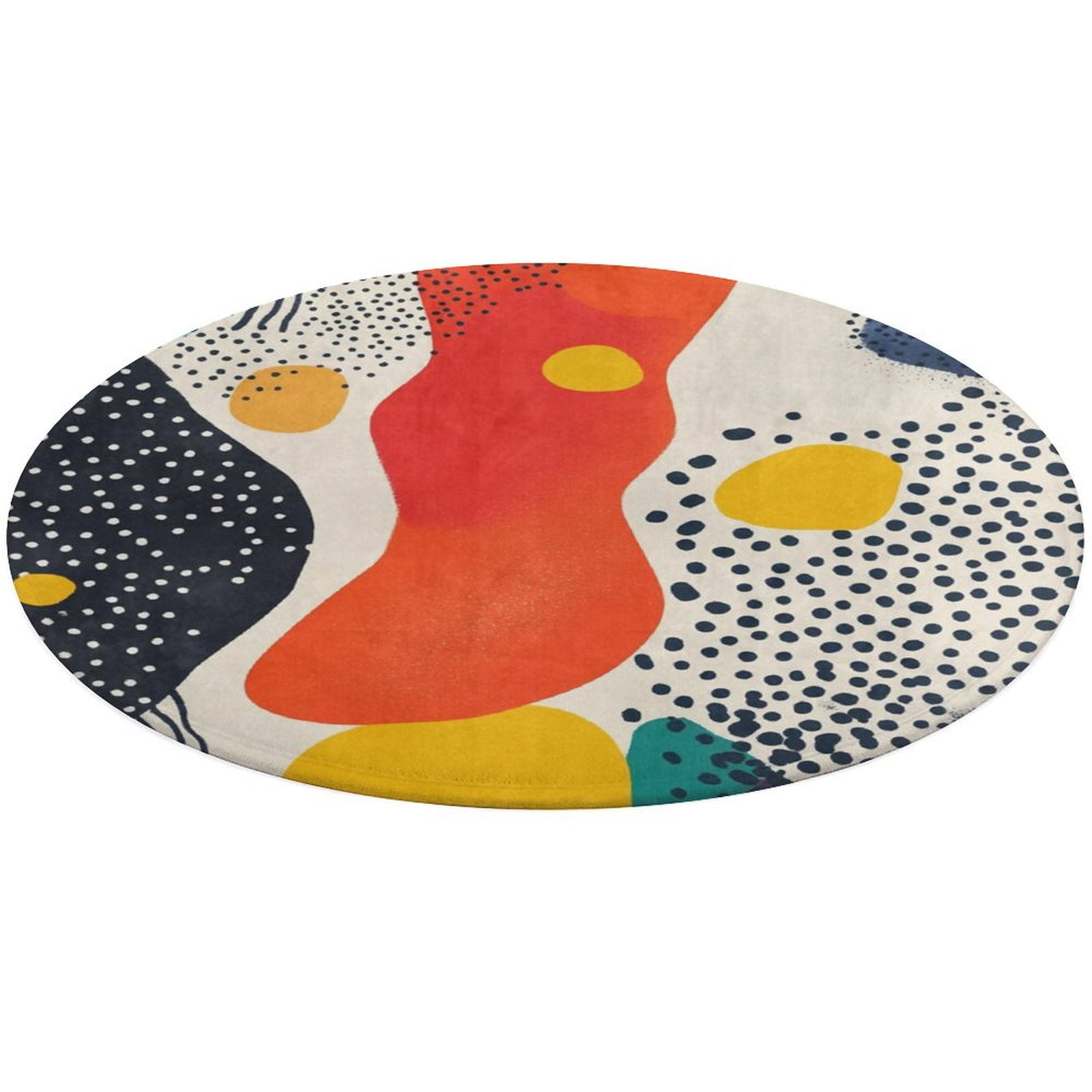 Round Area Rug Color Wave Point Geometry Indoor Floor Area Mat Stain ...