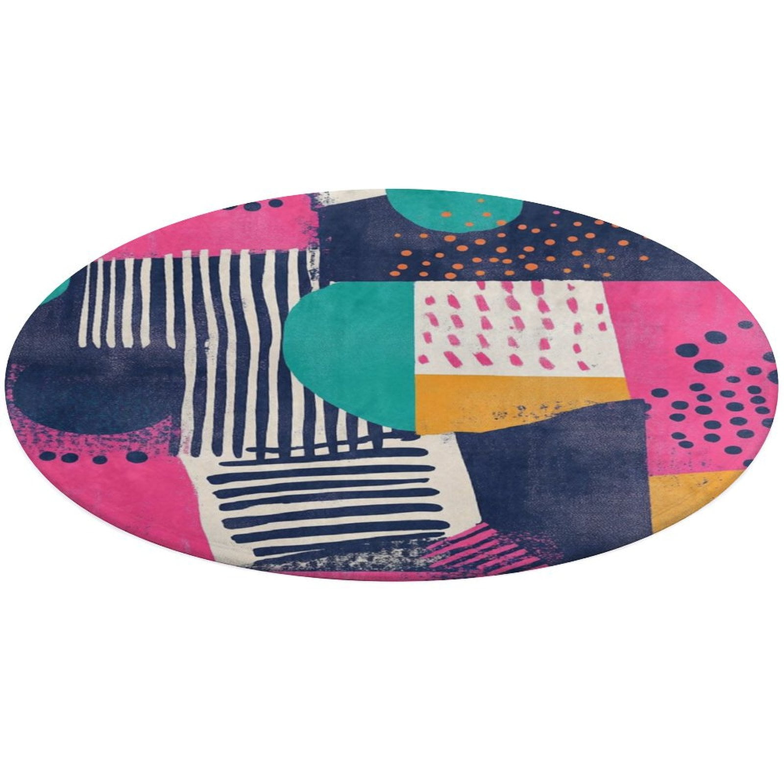 Round Area Rug Color Wave Point Geometry Indoor Floor Area Mat Stain ...