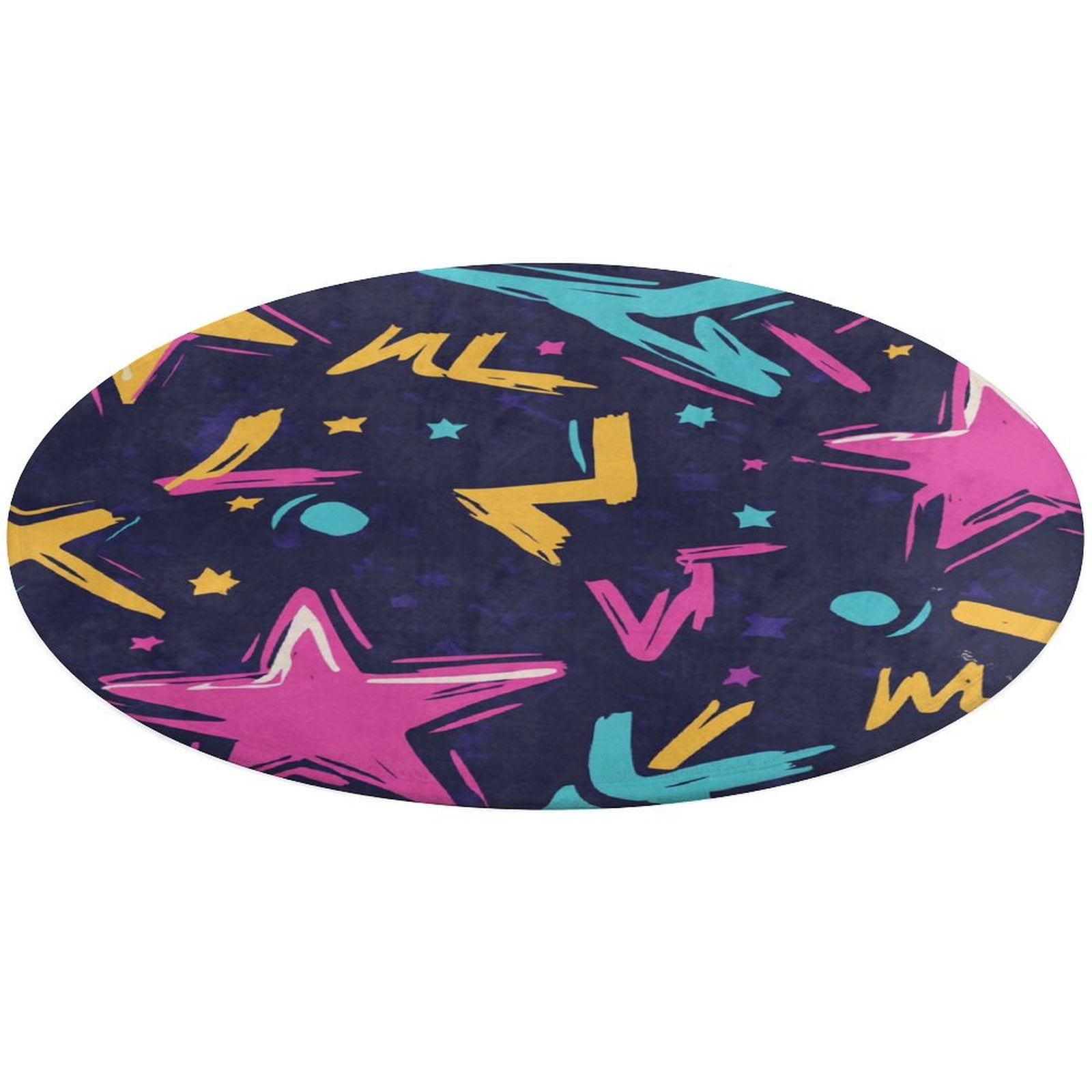 Round Area Rug Color Wave Point Geometry Indoor Floor Area Mat Stain ...