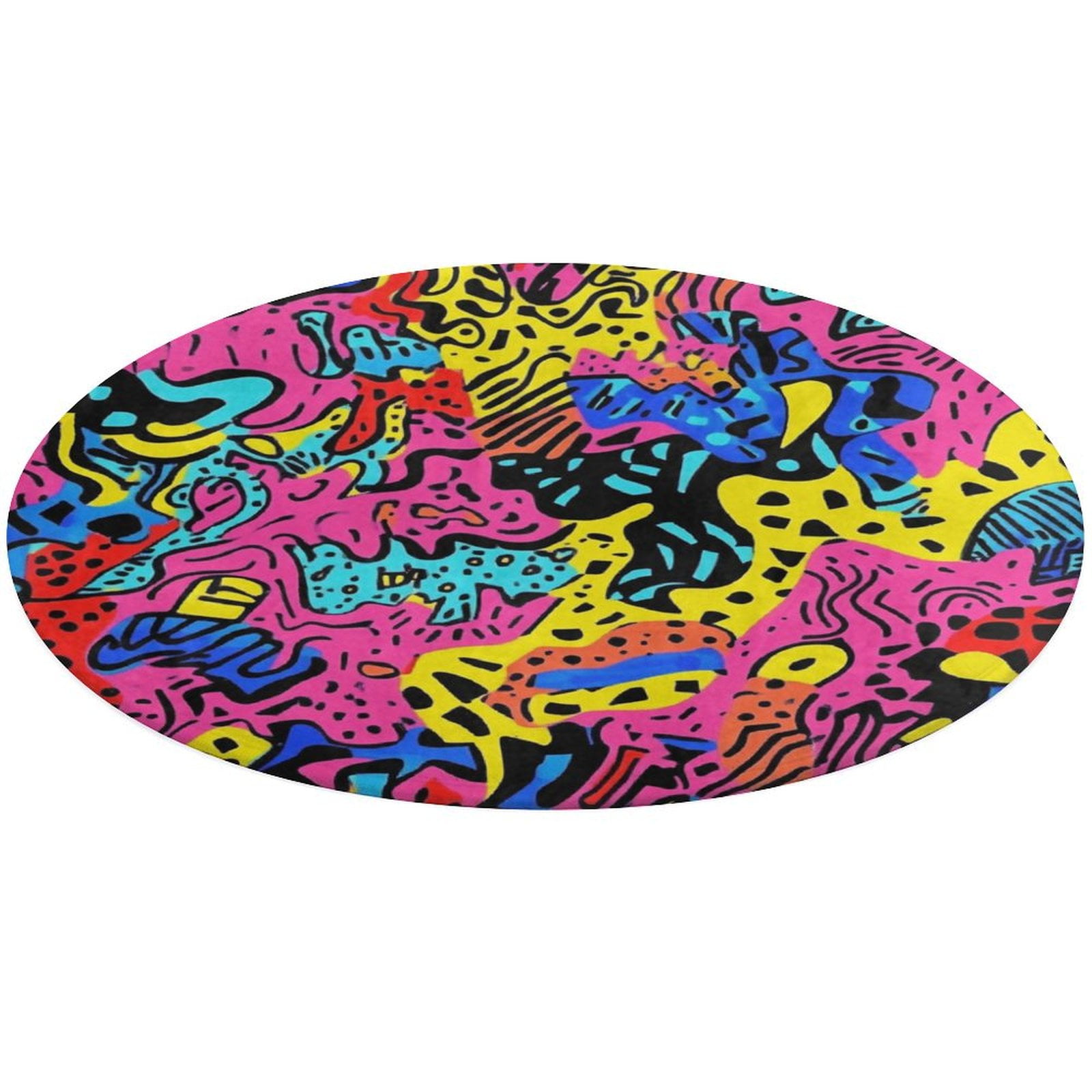 Round Area Rug Color Wave Point Geometry Indoor Floor Area Mat Stain ...