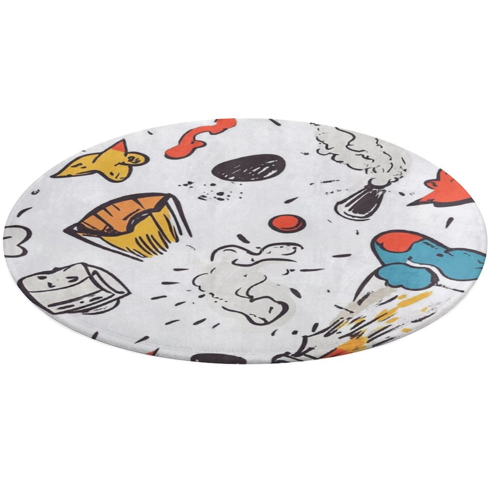 Round Area Rug Color Wave Point Geometry Indoor Floor Area Mat Stain ...