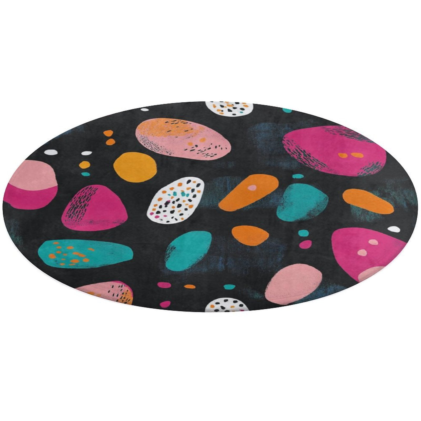 Round Area Rug Color Wave Point Geometry Indoor Floor Area Mat Stain ...