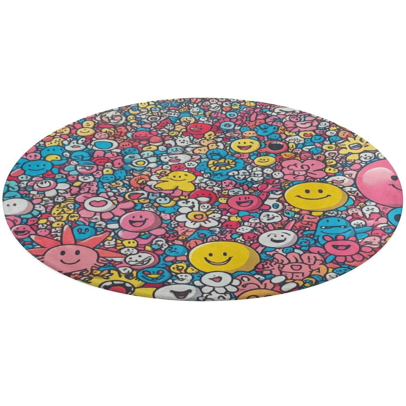 Round Area Rug Color Wave Point Geometry Indoor Floor Area Mat Stain ...