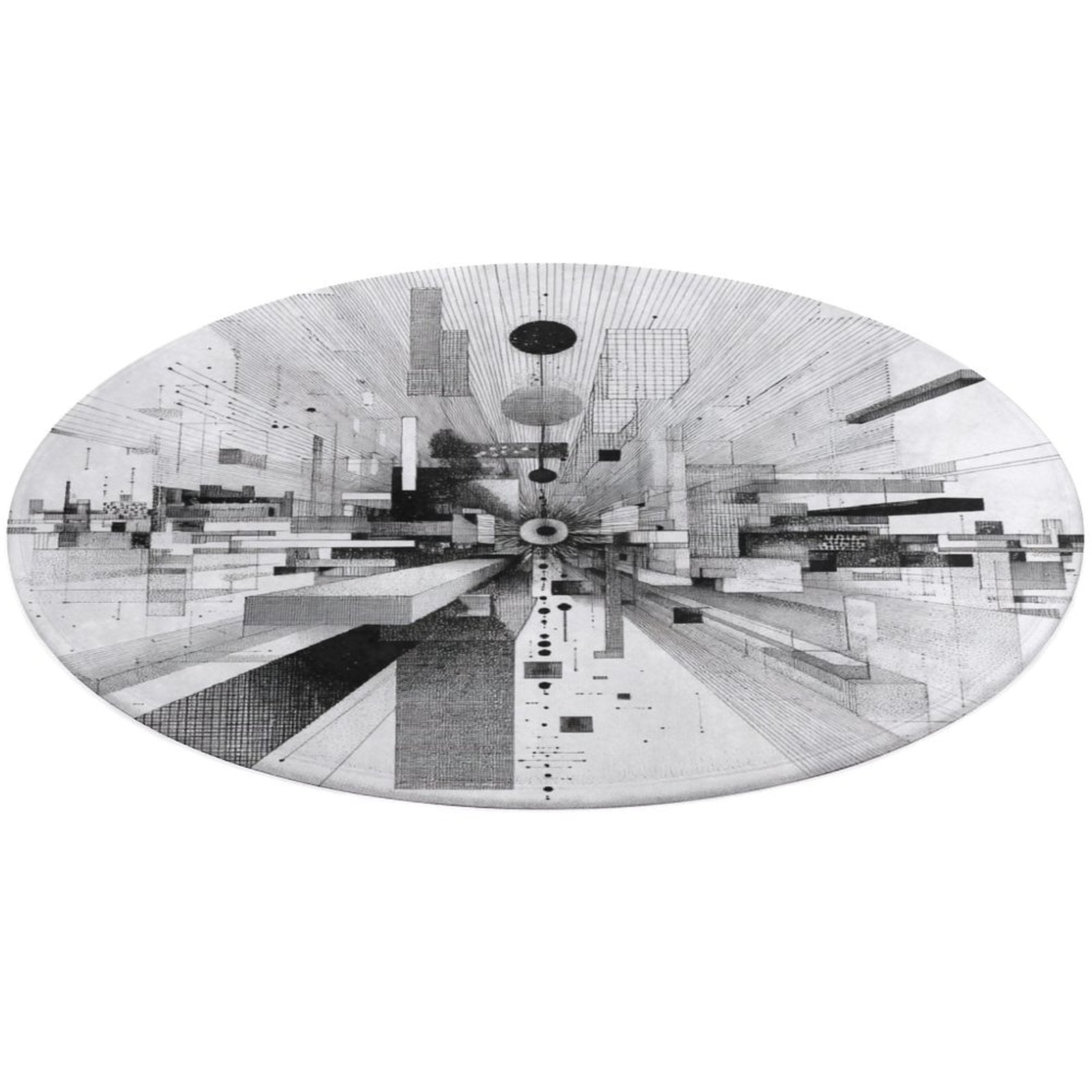 Round Area Rug Colored Grid Geometry Indoor Floor Area Mat Stain-Proof ...