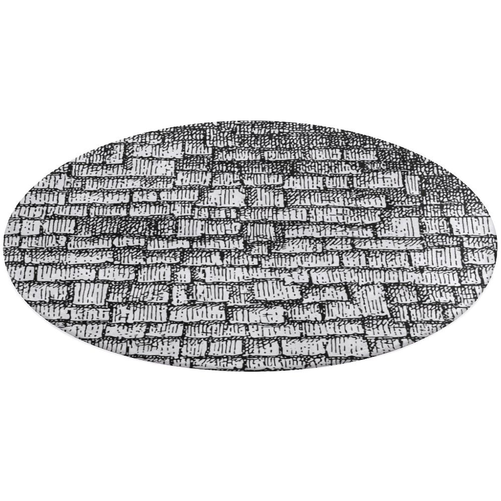 Round Area Rug Colored Grid Geometry Indoor Floor Area Mat Stain-Proof ...