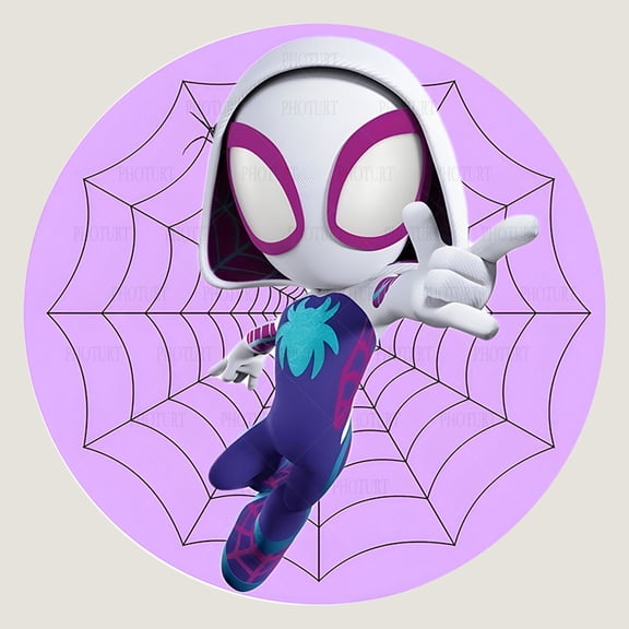 Round Area Rug Colorful Spider Man Cartoon Carpet Modern 3D Art Aesthetic Rugs Living Room Bedroom Playroom Non-Slip Decorative Floor Mat